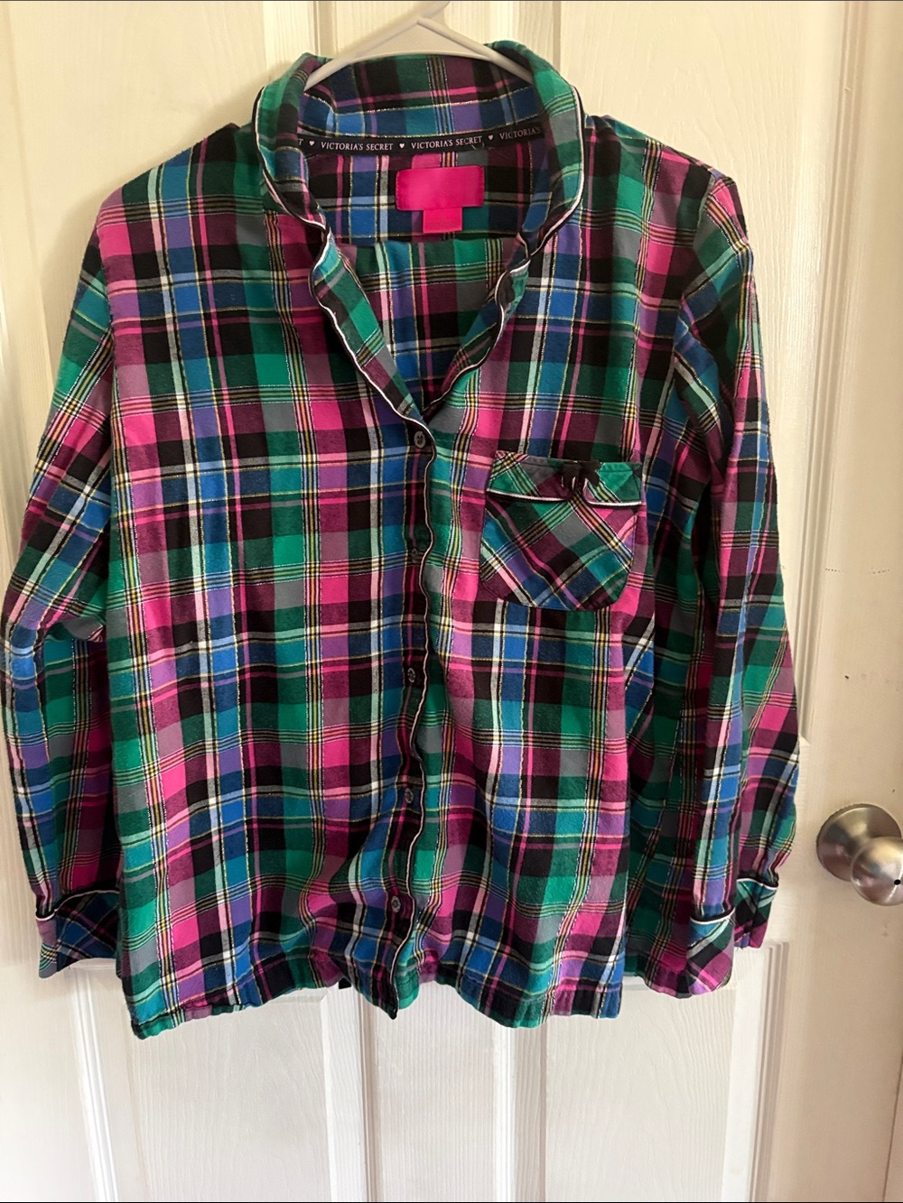 Victoria's Secret Plaid Pajama Set in Green, Pink & Blue